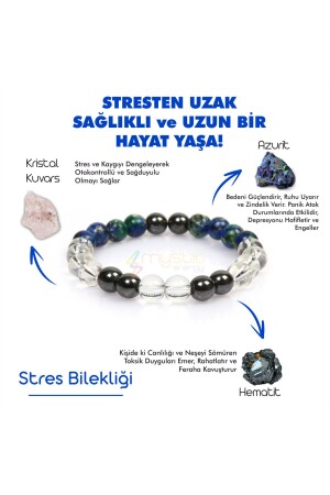 معتمدة من MNZ - حجر طبيعي التوتر الوسادة (AZURITE-HEMATITE- CRYSTAL QUARTZ STONE حجر طبيعي الوسادة) - Mystic Energy