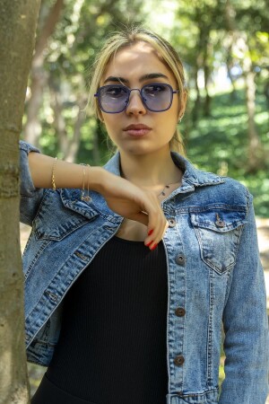 النظارات الشمسية للمرأة من MNZ تصميم مربع معدني الأزرق الإطار الزرقاء الزجاج B4469 - Angel Eyes