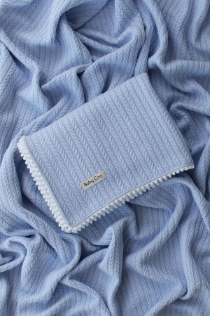 نمط من الخياطة من طراز MNZ Baby Pique عودية عضوية قطن غطاء الأطفال اللون الأزرق اللون النقي 100x120 سم - Baby Cais Collection