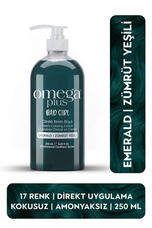 MNZ- Bad Girl Emerald GREEN خالية من الأمونيا لون لون لون الشعر 250ML - Omega Plus