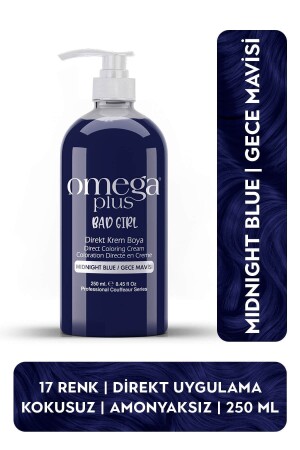 MNZ- Bad Girl NIGHT BLUE خالية من الأمونيا لون لون لون الشعر 250ML - Omega Plus