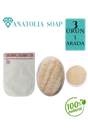 ألياف الخميرة الطبيعية من MNZ وجه وجسم أيضا فراشة كيس سميك معا رائع ثلاثي - Anatolia Soap