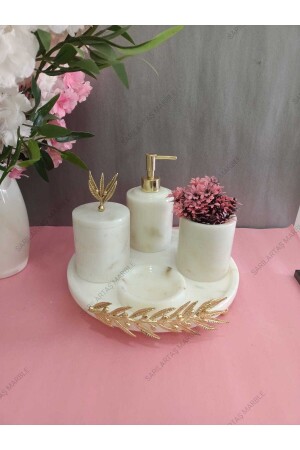 غرف حمام من الرخام الأبيض MNZ مع غرف زيتون ذهبية ملحوظة غرف زيتون ذهبية بيضاء مع ملحوظة - SARITAŞ