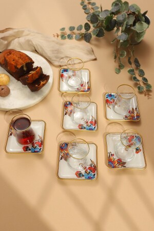 نمط الزهور من النظام (MNZ) ، نمط الشاي المربع الأبيض - GÜRCÜGLASS