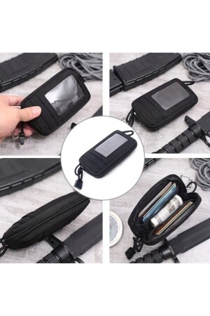 كيس الخصر الأسود من الأقمشة الامتناع عن الماء من النمط التكتيكي MNZ محفظة مع قسم بطاقة وربط ملحق - Kemer Dünyası