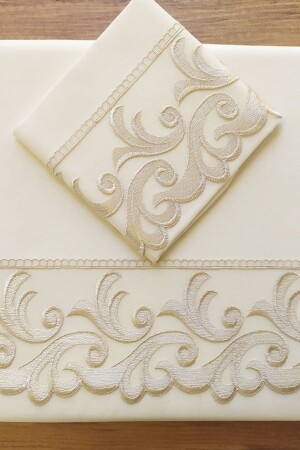 MNZ- الفرنسية منشطة Belinda غطاء غطاء مجموعة 6 قطع كريم كابوتشينو CD445546 - Çeyiz Diyarı