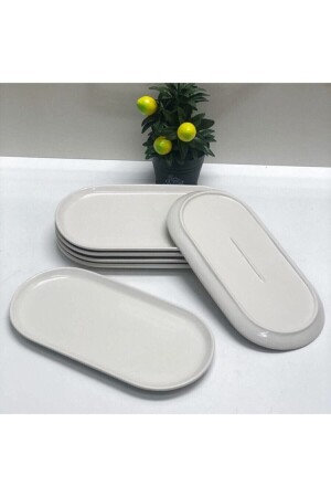 MNZ-بيضاء Beşdok تقديم اللوحة الخدمة مجموعة من 6 Bsdk-datça السيراميك بي إيه بي إيه مجاني الحديثة 6 قطع لوحة القارب - Genel Markalar