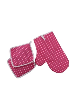 مقاعد الفرن المقاومة للحرارة من MNZ ومحفظات الخزانات مجموعة - نقاط البولكا الوردية - Bezcim