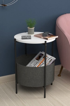 MNZ-متوسط طاولة القهوة حقيبة كبيرة طاولة القهوة صحيفة رف رف الكتب حامل الزهور أبيض Bfg-OrtaShp-Gzt - Bofigo