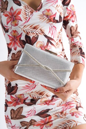 MNZ- الفضة الصليب المرأة الحجر ثوب المساء حقيبة Bg1123-310-0002 MD1123-310-0002 - Moda Değirmeni