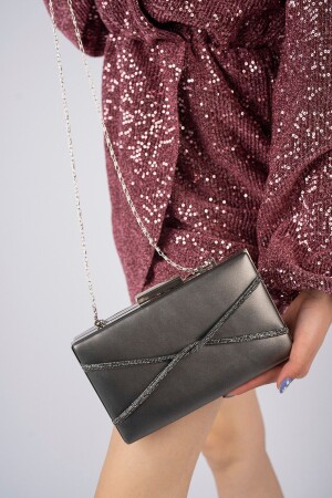 MNZ-بلاطينية النساء الصليب الحجر مساء ثوب الحقيبة Bg1123-310-0002 MD1123-310-0002 - Moda Değirmeni