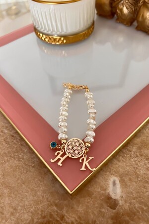 سوار من زهرة الحياة من MNZ مع لؤلؤة شخصية وخطابات قابلة للاختيار - Trendy Butik