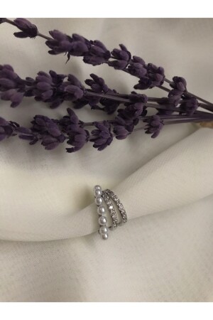 غضروف اللؤلؤ الفضي للنساء من MNZ - Gulsumiyuki Takı