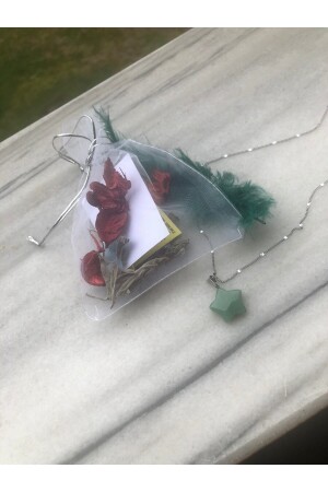 MNZ-حجر الطبيعي الشفاء - حلقة عنق النجم - حلقة عنق خضراء محظوظة حلقة عنق الطبيعي - Bircan Yıldırım Niyet Bulutları