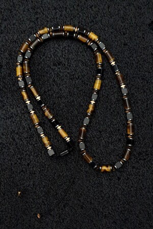 عيون النمر من نوع MNZ - العنق البوهمي من الأجيت والهيماتيت - Seven Art Jewelry