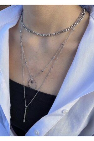 قلادة مزيجية ثلاث قطع للنساء MNZ - Takıtarzım