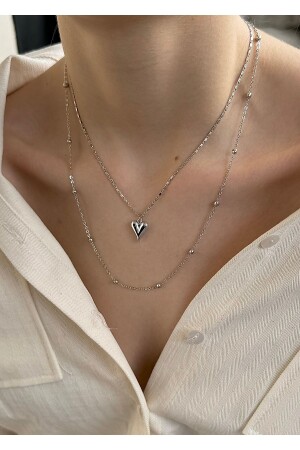 قلادة مزيجة من القلب الفضي من MNZ - Takıtarzım