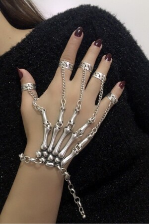 اليد العظمية المغطاة بالفضة من MNZ اليد العظمية الباسيليسك اليد العظمية المخطط - s4s