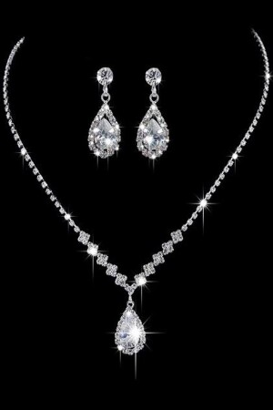 MNZ-مضخم المياه الطريق الزيركون حجر قلادة الأذن مجموعة مجوهرات العروس مجموعة الالتزام مجموعة دعوة الحفلة مجموعة - Hubann