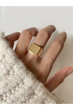 خاتم مربع من اللون الذهبي للمرأة MNZ - Okkostore