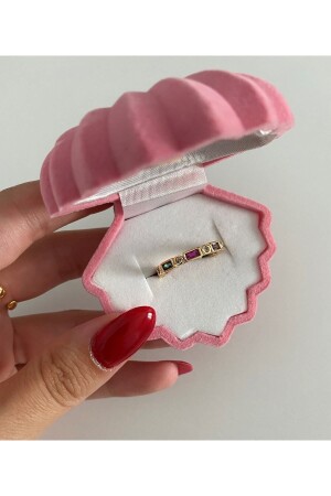 خاتم نسائية من الذهب من MNZ مع حجر الباجيت الملون - Ringbox