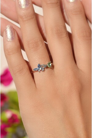 حلقة مفصلة للفراشة ذات لون فضي MNZ حلقة متعددة الألوان - Sacce Scarves&Accessories