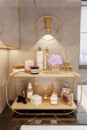 منظمة متعددة الأغراض MNZ رف أوفالي خشبية سطح المكتب حمام المطبخ رف المجوهرات والمكياج منظمة - Bino