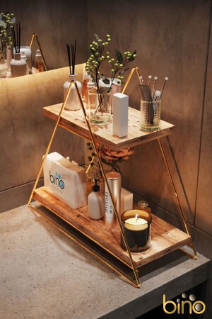 MNZ- مثلث طاولة خدمة رف ديكورات المطبخ حمام منظمة BinoGold09 - Bino