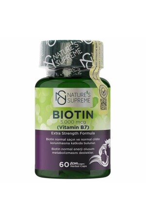 MNZ- Biotin 5000 ميكرو 60 كبسولة - Natures Supreme
