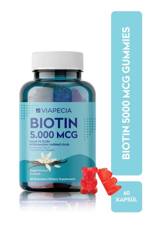 MNZ- Biotin 5000 Mg 60 قطعة في شكل جيلي يحمي الشعر والجلد - Viapecia