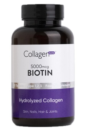 MNZ- Biotin 5000mcg & Collagen 1500mg X 90 قرصات- فيتامينات القلب المكمل الغذائي - Collagen Forte Platinum
