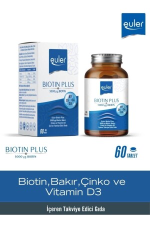 MNZ- Biotin Plus 60 Tablet فيتامين يحتوي على 5000 ميكغرام من النحاس والزنك D3 - Euler