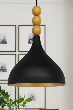 MNZ-طويل أسود ذو رصاصة واحدة مصباح معلق خشبي رأس شمعة غرفة المعيشة مطبخ مقهى مطعم مصباح شمعة BMM2016WM - Bamyum