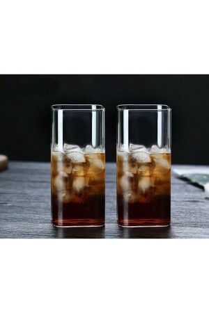 MNZ- مستطيل مقاوم للحرارة Borosilicate Trend عصير الفاكهة وعصير الحلوى (2 قطع 300 مل 12 سم) V-4568-132 - VİGENTİNO