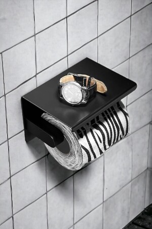 MNZ-العدم الصلب حمام ورق حلقة سوداء حامل الحفاضة رف مقاوم للماء حمام حمام ورق الحمام BSTK - ConceptHome