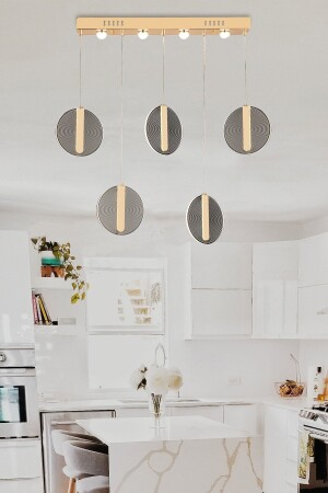 MNZ-الفخامة أدت الشنادل الذهبية الصفراء خمسة مصباح العلق الشنادل الضوء النهاري طاولة الطعام نموذج burenze1161 - burenze