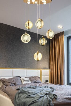 MNZ-الفخامة حصرية مصباح معلق حديثة شمعة الذهبية الستة قطع الجسم دافئ ضوء النهار الأبيض burenze1192 - burenze