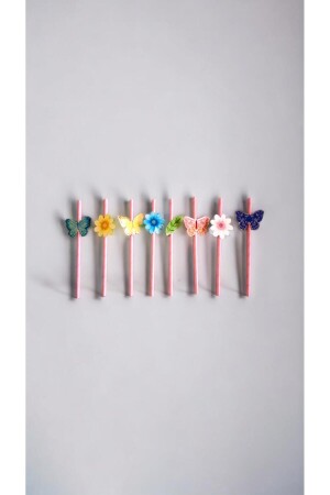 MNZ- Butterfly Daisy Theme Tones Pastel Soft صلاع 8 حزمة - Partifabrik