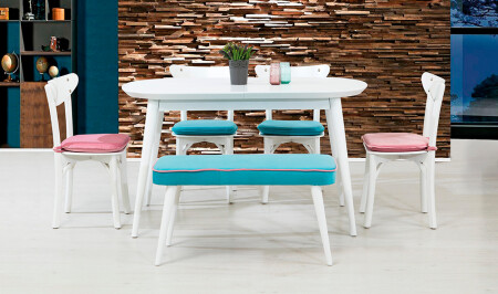 مجموعة طاولة الطعام من طراز MNZ - بيضاء - Cadde Yıldız