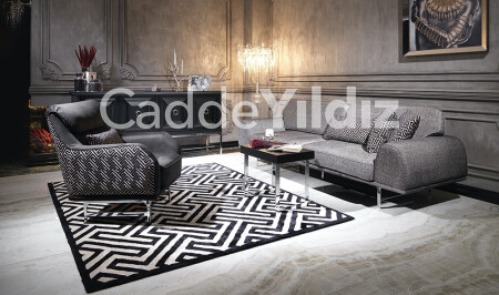 MNZ-إنجلترا الأسود أريكة الفاخرة مجموعة - Cadde Yıldız