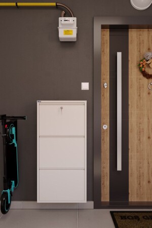 كابينة حذاء معدنية ثلاث قطعة قابلة لتحديد مكان (MNZ) - بيضاء - Ceha