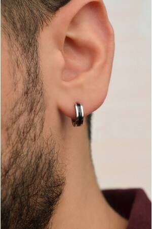 أرنقات حلقة الفولاذ من الرجال من لون MNZ الأسود والفضة - Sacce Scarves&Accessories