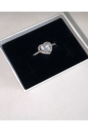 حلقة من القلب من الـ MNZ الحجر الأبيض الفضي القابل للتعديل حلقة العلاقات الجدية - Asis Accessories