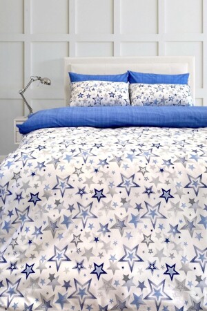 مجموعة غطاء فرشية مزدوجة MNZ مع أوراق سلمية زرقاء النجمة ÇKYLDZFIT - Alla Turca