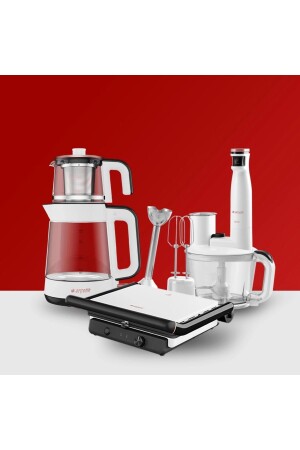 مجموعة من الأجهزة المنزلية الصغيرة من طراز MNZ Cm 6964 - Rhb 6050 - Tm 6046 WHITE SET - Arçelik