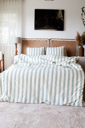 مجموعة غسيل مزدوجة من الغطاء من القطن من MNZ ، لا تحتاج إلى الحديد ، حديد مرقق خضراء CNVR - vivamaison