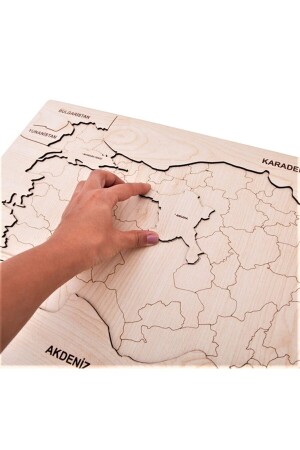 MNZ-تعليمية الخشب الطبيعي كبير تركيا خريطة مونتيسوري العثور على وتشبيك محفز الذاكرة - Martinacole