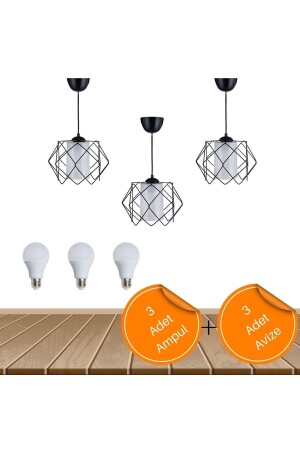 التصميم الأسود من نوع MNZ الأبيض ميكا Çokkare غرفة المعيشة المطبخ غرفة النوم الأطفال 3 قطع شمعة 3 قطع LED البولب TYC00622845786 - MHK Collection