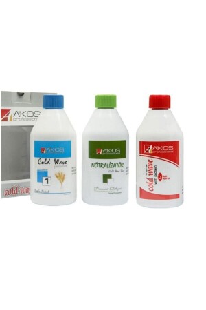 MNZ- Cold Wave Perm دواء رقم 1 + رقم 2 500 مل. + 500 مل. + محيطة 500 مل. - Akos