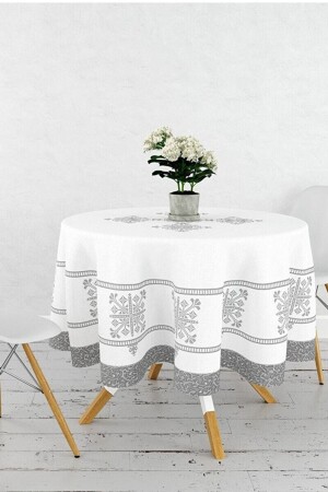 مقعد مائدة من طراز MNZ - مستديرة طباعة رقمية - Çt Çeyizci Tekstil